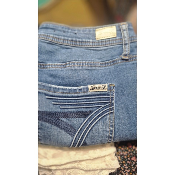 Seven7 Distressed Skinny Jeans Size 14 Medium Wash Stretch Denim - Picture 14 of 15